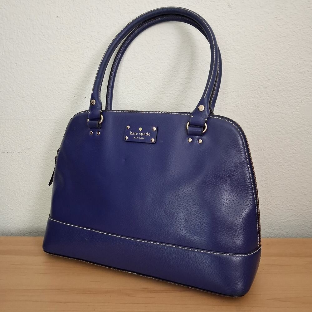 Kate Spade Purple Leather Shoulder Bag Rachelle Wellesley Zipper Lined Pockets